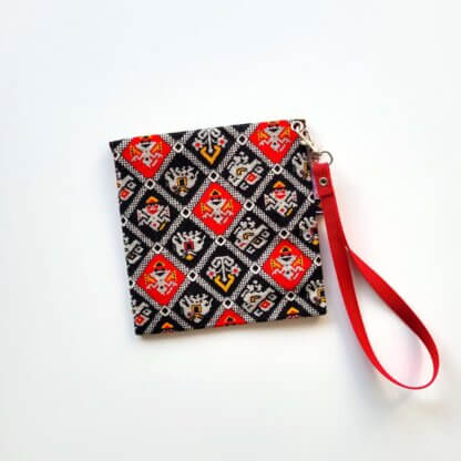 Airavat Print Black Red Sanitary Pad Pouch