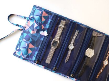 Custom Travel watch holder Blue Triangle