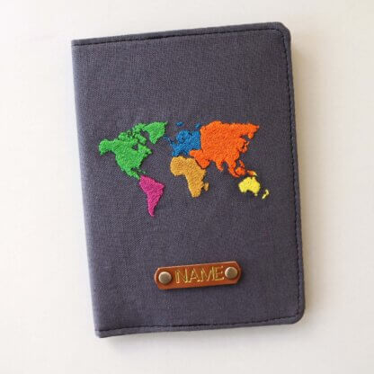 Colorful Wanderlust World Map Passport Holder