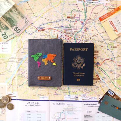 Colorful Wanderlust World Map Passport Holder