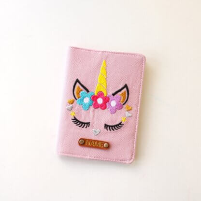 Personalized Unicorn Passport Holder Pink