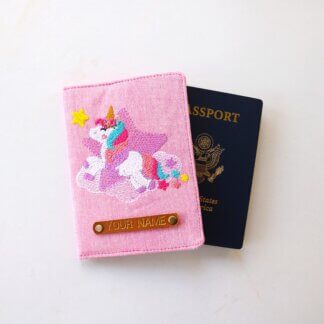 Monogram Unicorn Passport Cover Pink