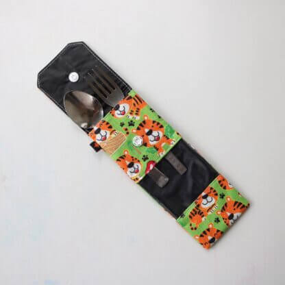 Tiger Print Cutlery Case for Kids
