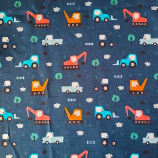 SKF13792 - Truck Crane on Blue Fabric Print