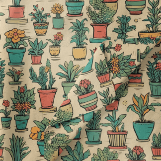 SKF15448 - Floral Plat Pot Fabric Print
