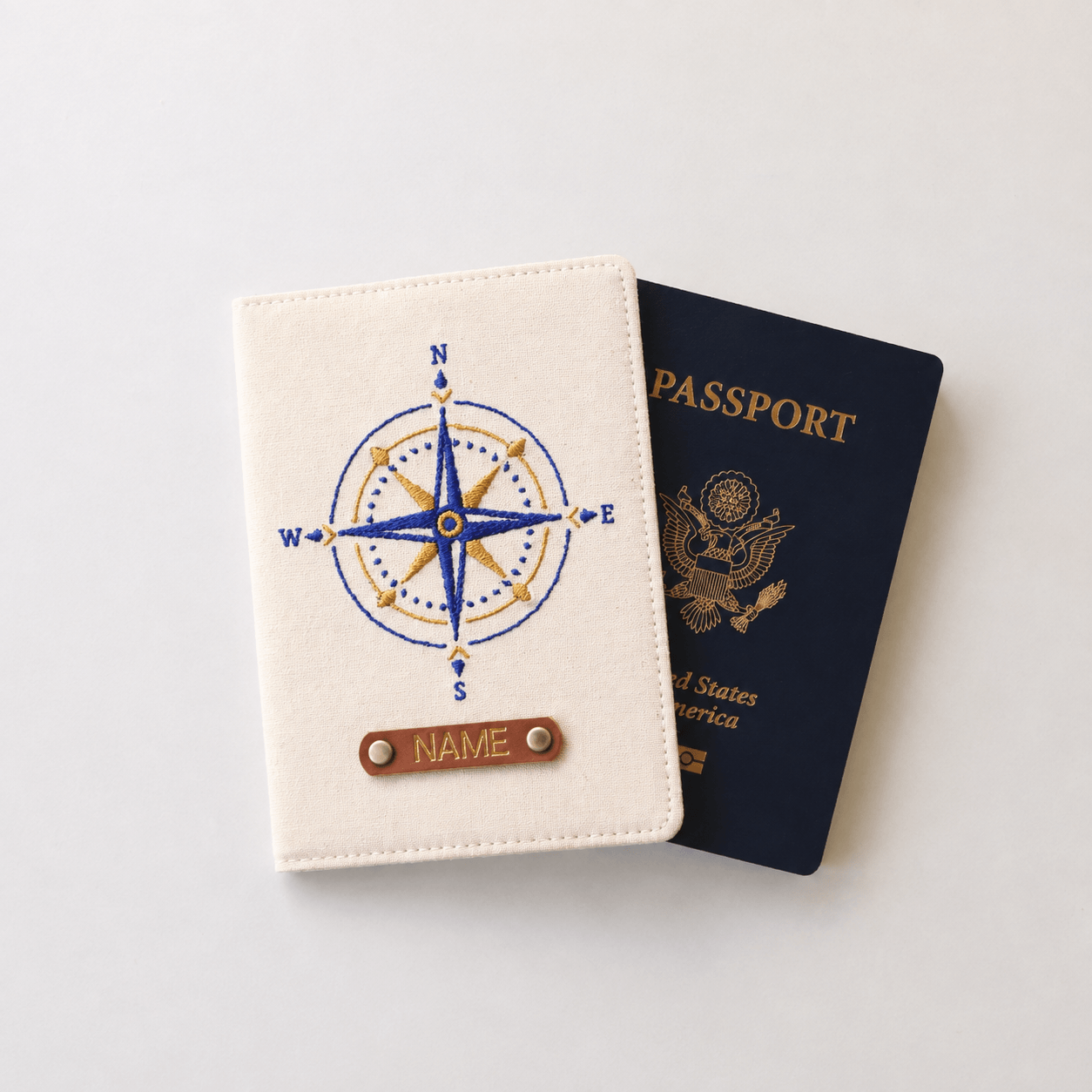 Compass Rose Men's Passport Cover | Personalized Travel Wallet - Image 6