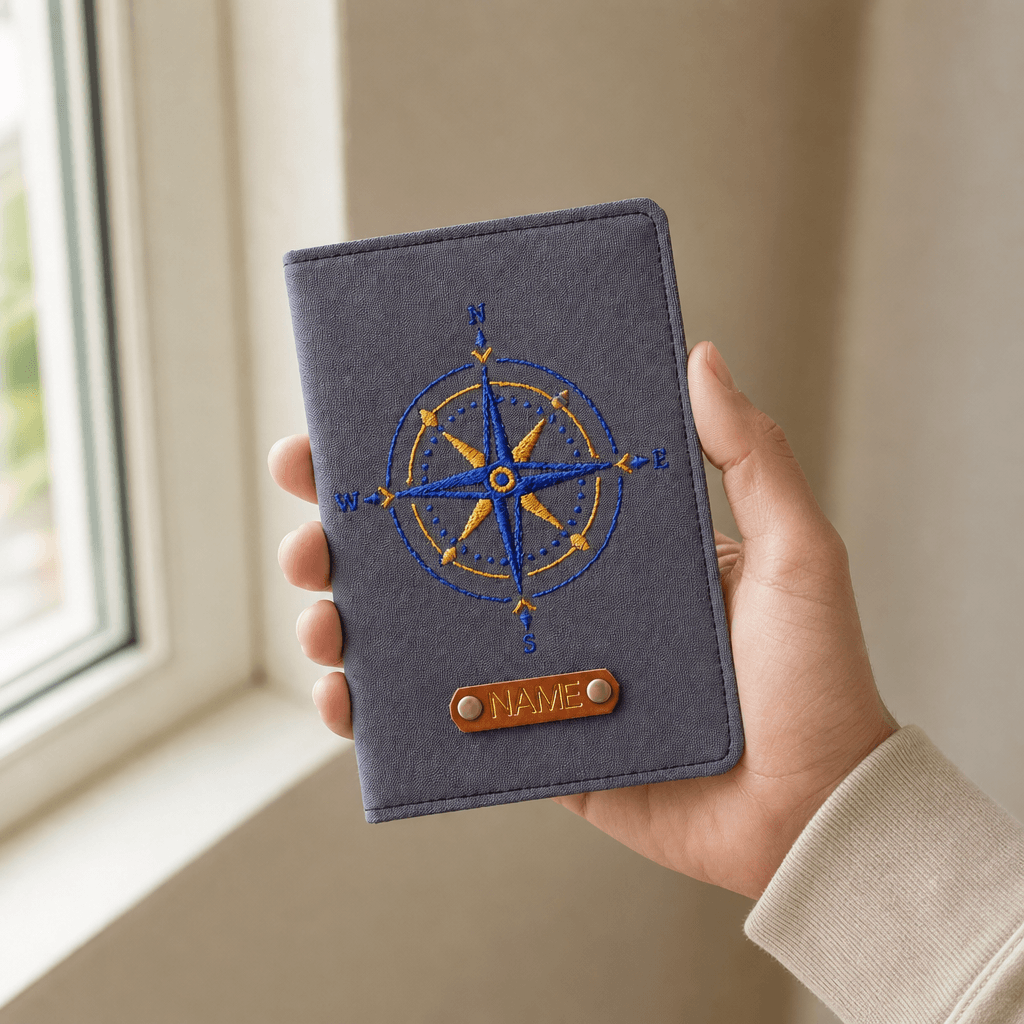 Compass Rose Men's Passport Cover | Personalized Travel Wallet - Image 4