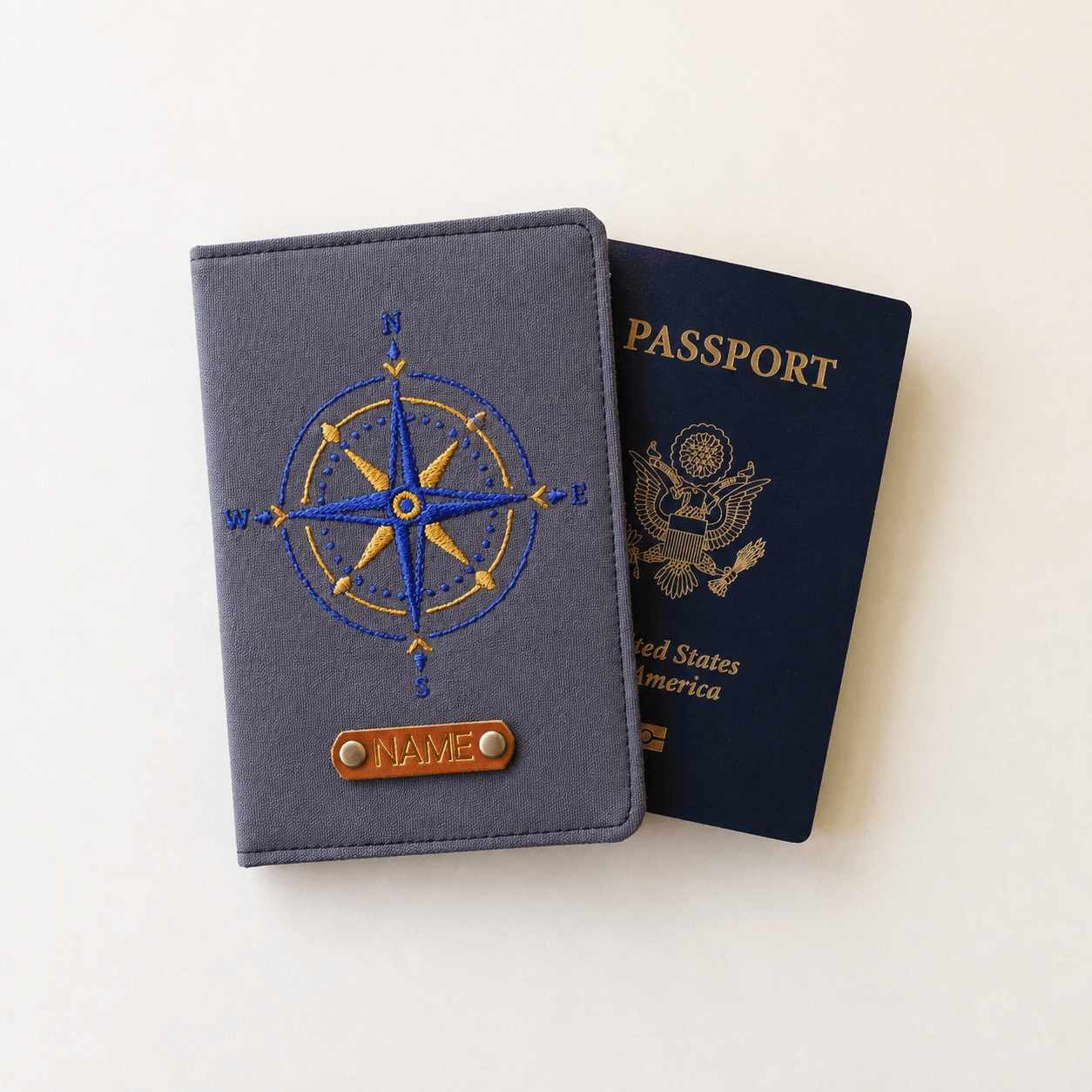 Compass Rose Men's Passport Cover | Personalized Travel Wallet