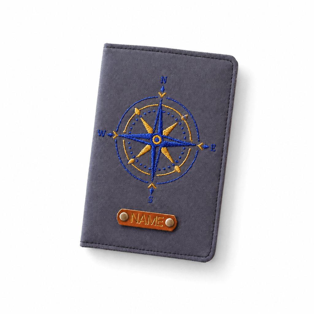 Compass Rose Men's Passport Cover | Personalized Travel Wallet - Image 8