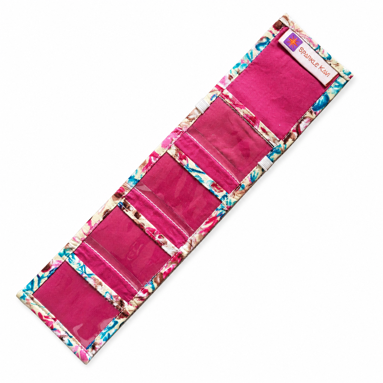 Travel Jewelry Organizer Roll with Clear Pockets