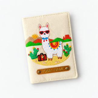 Embroidered Llama Passport Cover with Nameplate
